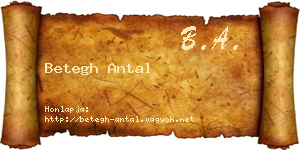Betegh Antal névjegykártya